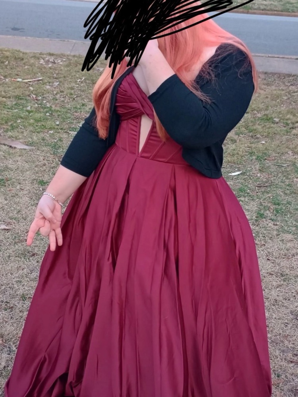 Plus-Size Burgundy Prom Dress with Sweetheart Bodice